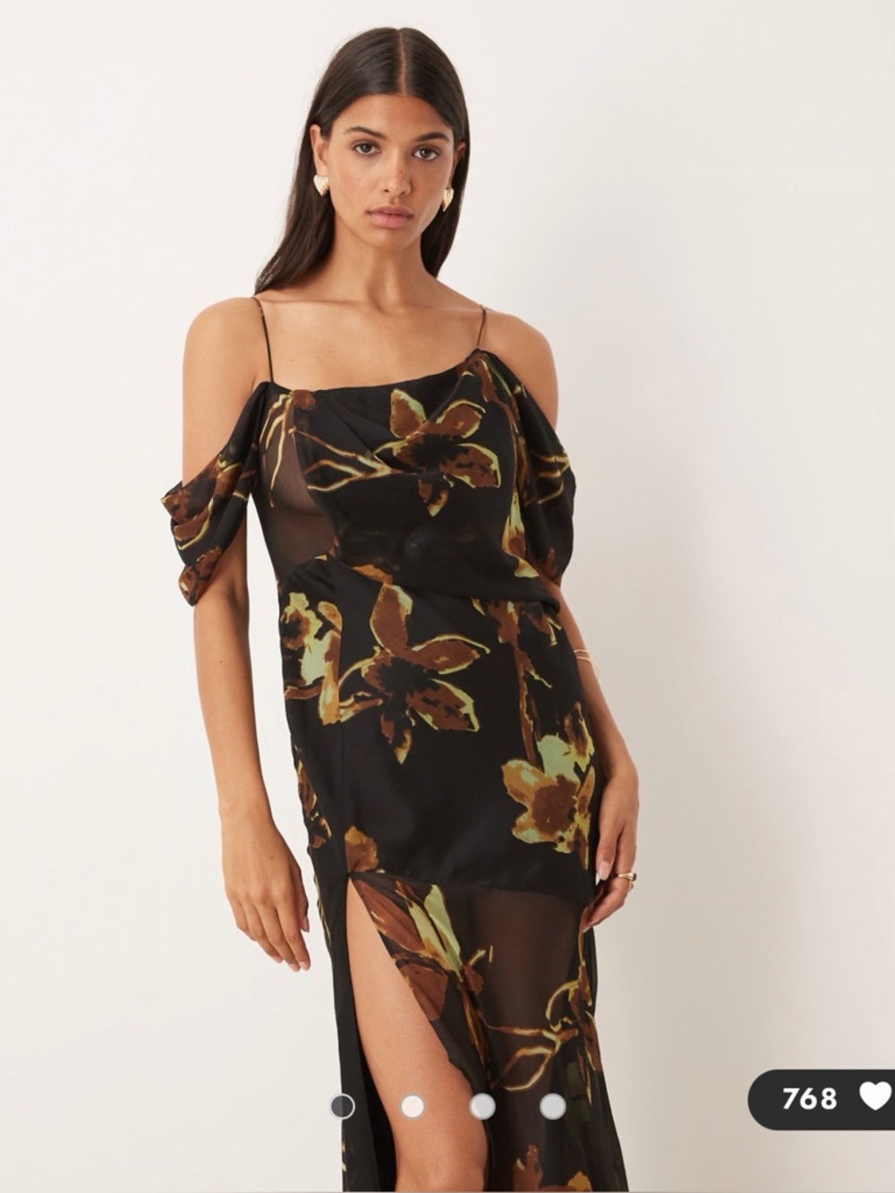 ASOS TOPSHOP Floral Off Shoulder Maxi Dress